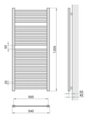 STERR EVR12050B - 1205×540×65 mm Törölközőszárító Radiátor, 627 W, Matt Black