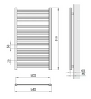 STERR EVR9050W - 910×540×65 mm Törölközőszárító Radiátor, 469 W, Fehér