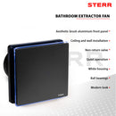 STERR BFS100L-BA - 100 mm Fürdőszoba Ventilátor, LED, 90 m³/h, Fekete