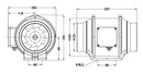 STERR DFA125 - 125 mm Csőventilátor, kétsebességes motor, 248 m³/h, 28 W
