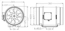 STERR DFA200 - 200 mm Csőventilátor, kétsebességes motor, 690 m³/h, 123 W