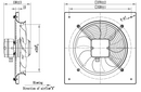 STERR AXF250B - 250 mm Axiális Ventilátor, 860 m³/h, 50 W